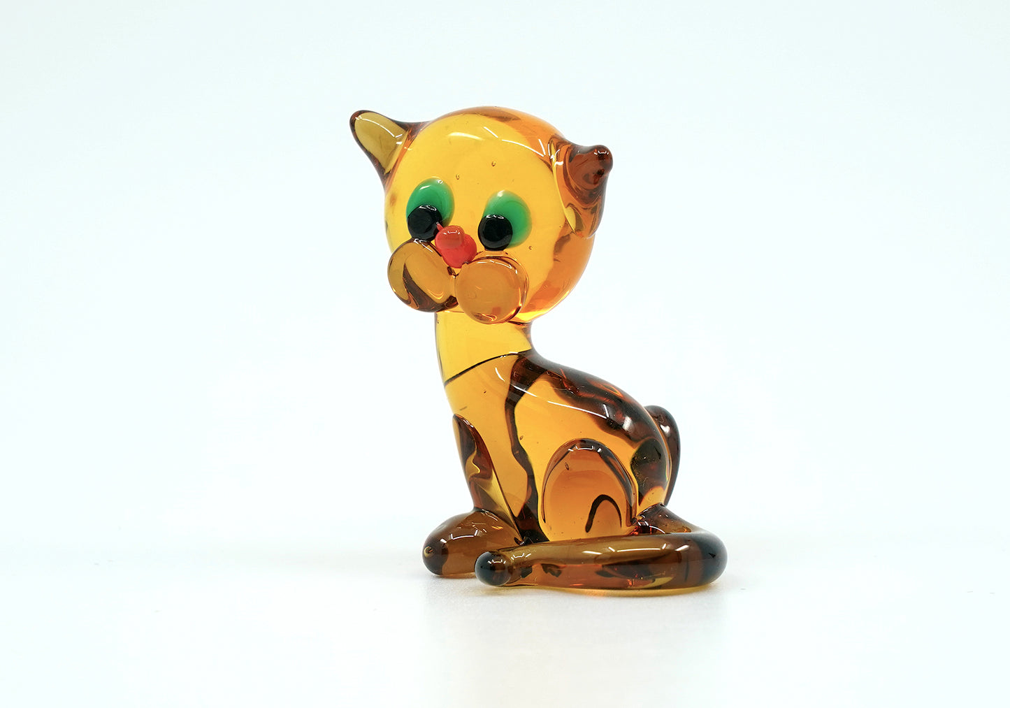 Czech Glass Cat Figurine Miniature Hand Made