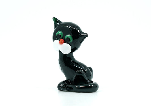 Czech Glass Cat Figurine Miniature Hand Made