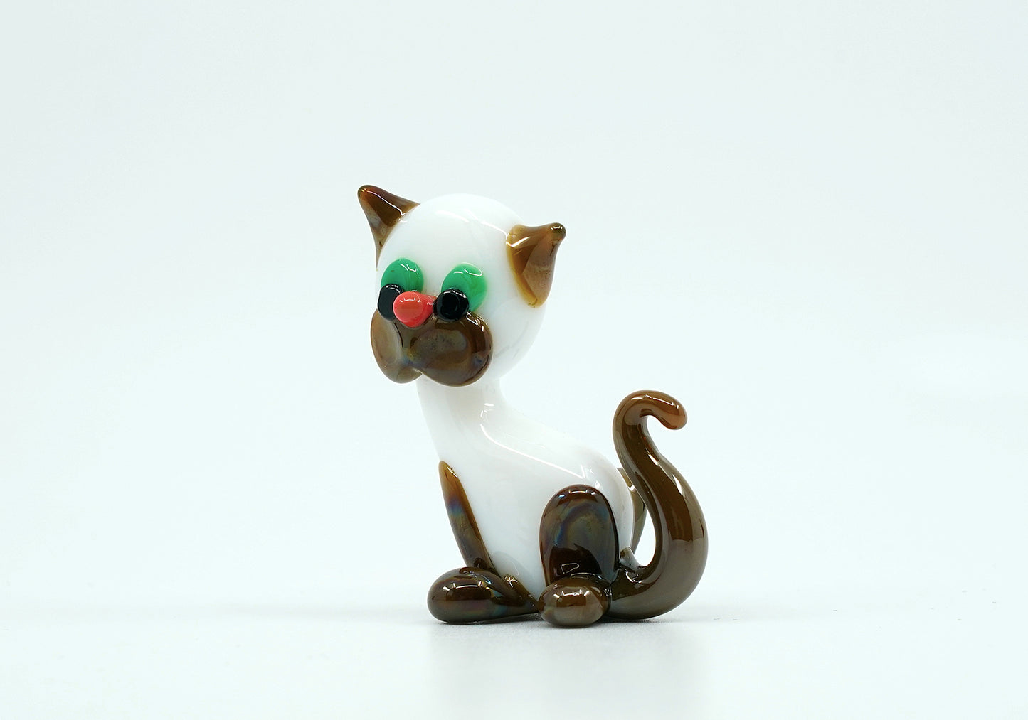 Czech Glass Cat Figurine Miniature Hand Made