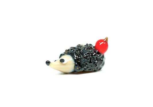 Czech Glass Hedgehog Figurine Miniature Hand Made