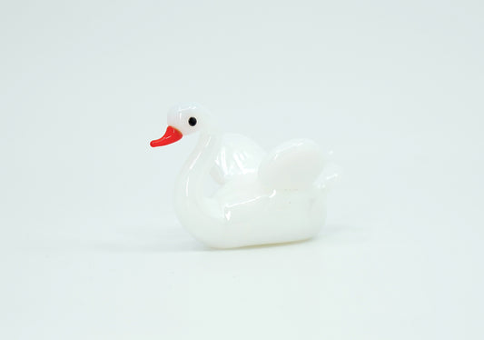 Czech Glass Swan Figurine Miniature Hand Made