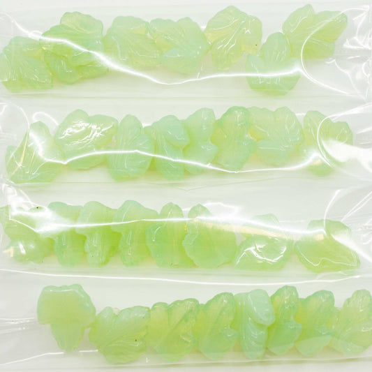 OUTLET 10 grams Grape Leaf Beads, 16 x 14 mm, Opal Green (51000), Glass, Czech Republic