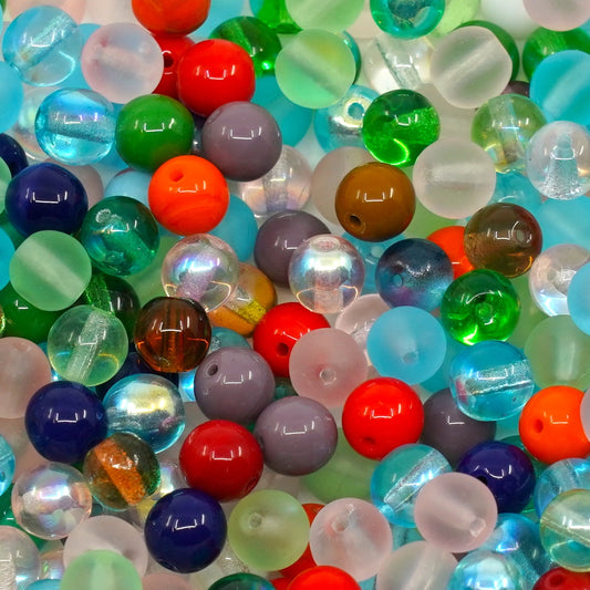 奥特莱斯 10 克圆形 Druck 珠子，6 x 6 毫米，混合颜色（混合），玻璃，捷克共和国