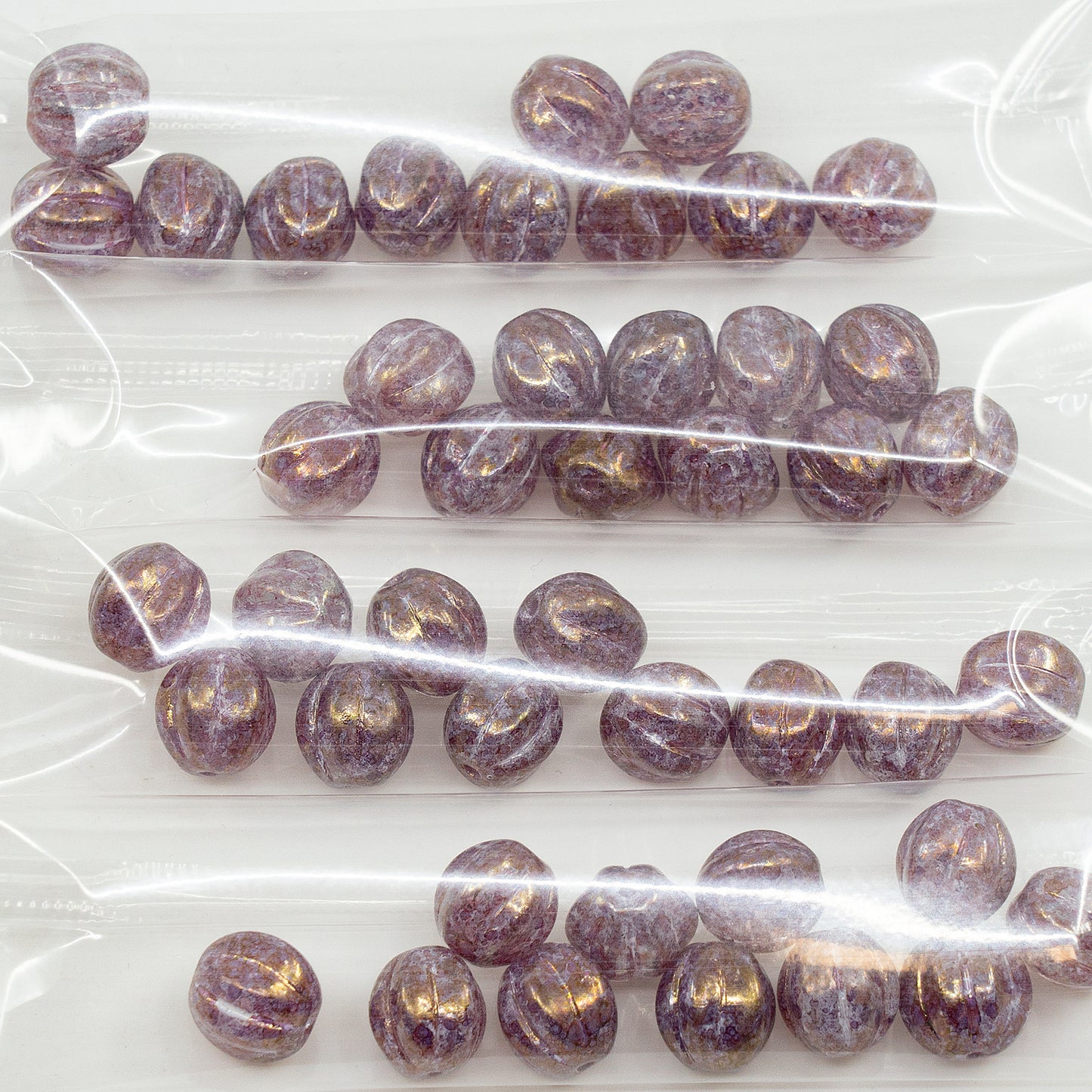 OUTLET 10 grams Melon Beads, 10 x 10 mm, Crystal 64495 (00030-64495), Glass, Czech Republic