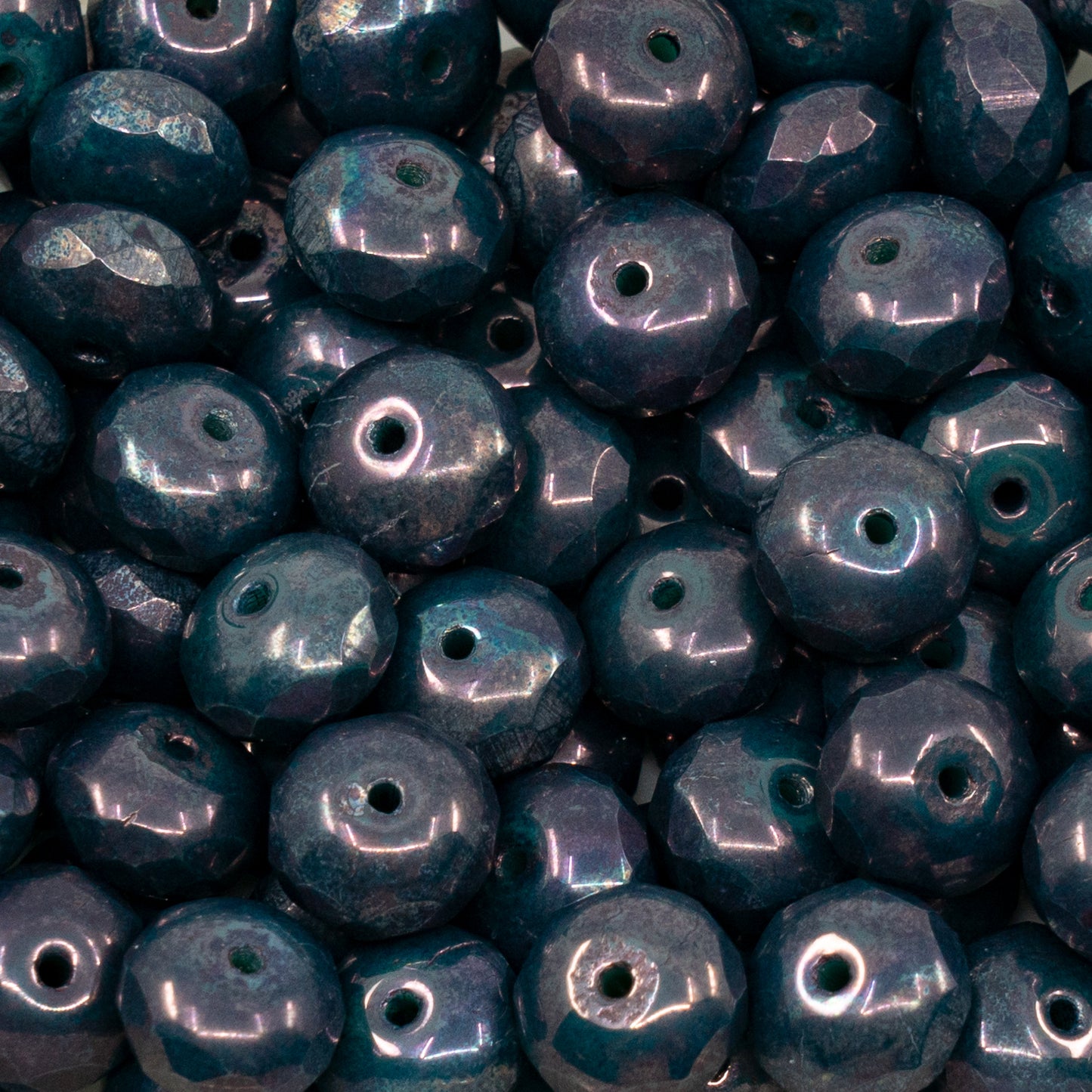 OUTLET 10 grams Faceted Rondelle Fire Polished Beads, Turquoise Purple (63130-15726), Glass, Czech Republic