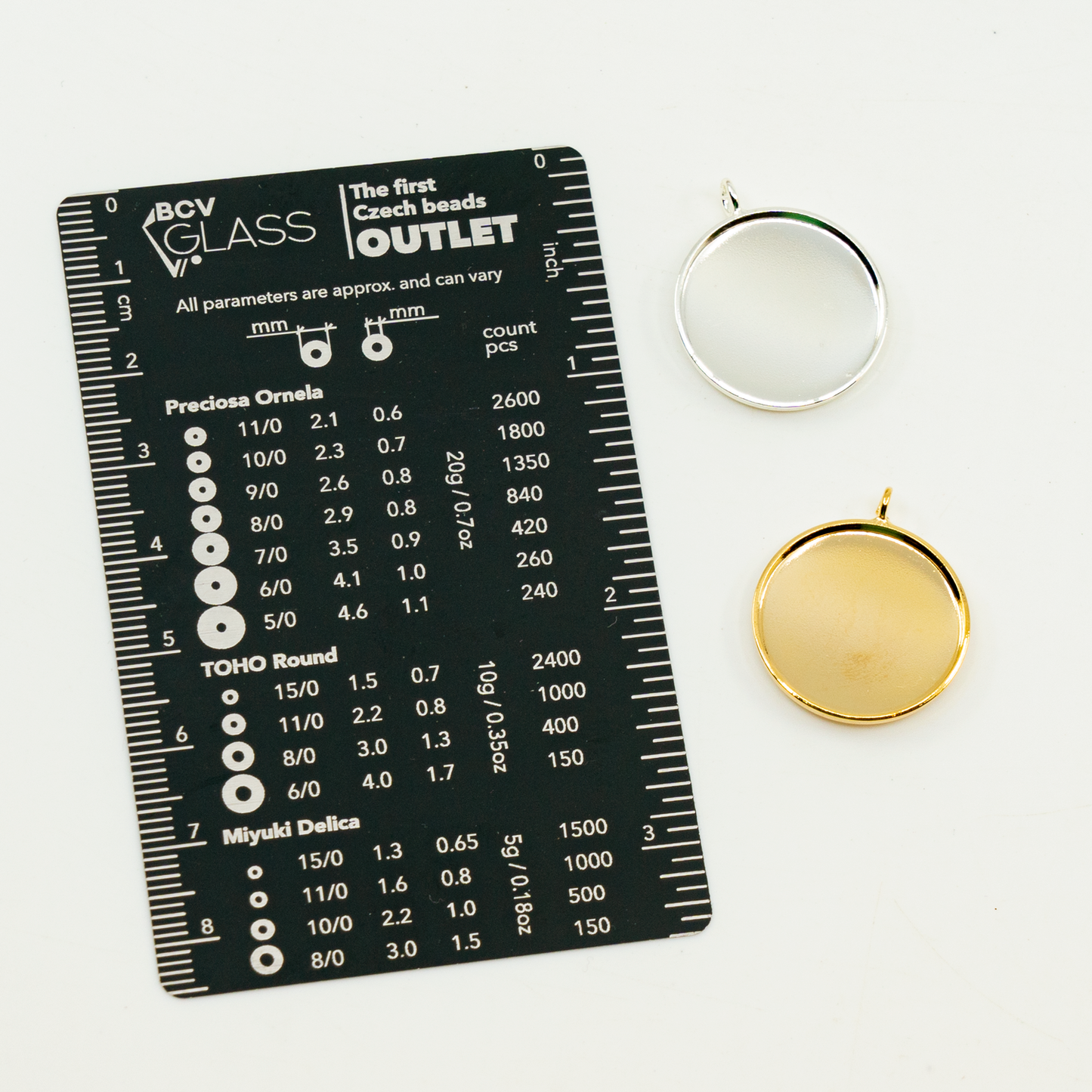 Round Metal Settings with Pendant-style Loop - Fits to Round Stone Crystals FLAT BACK for Glue Application