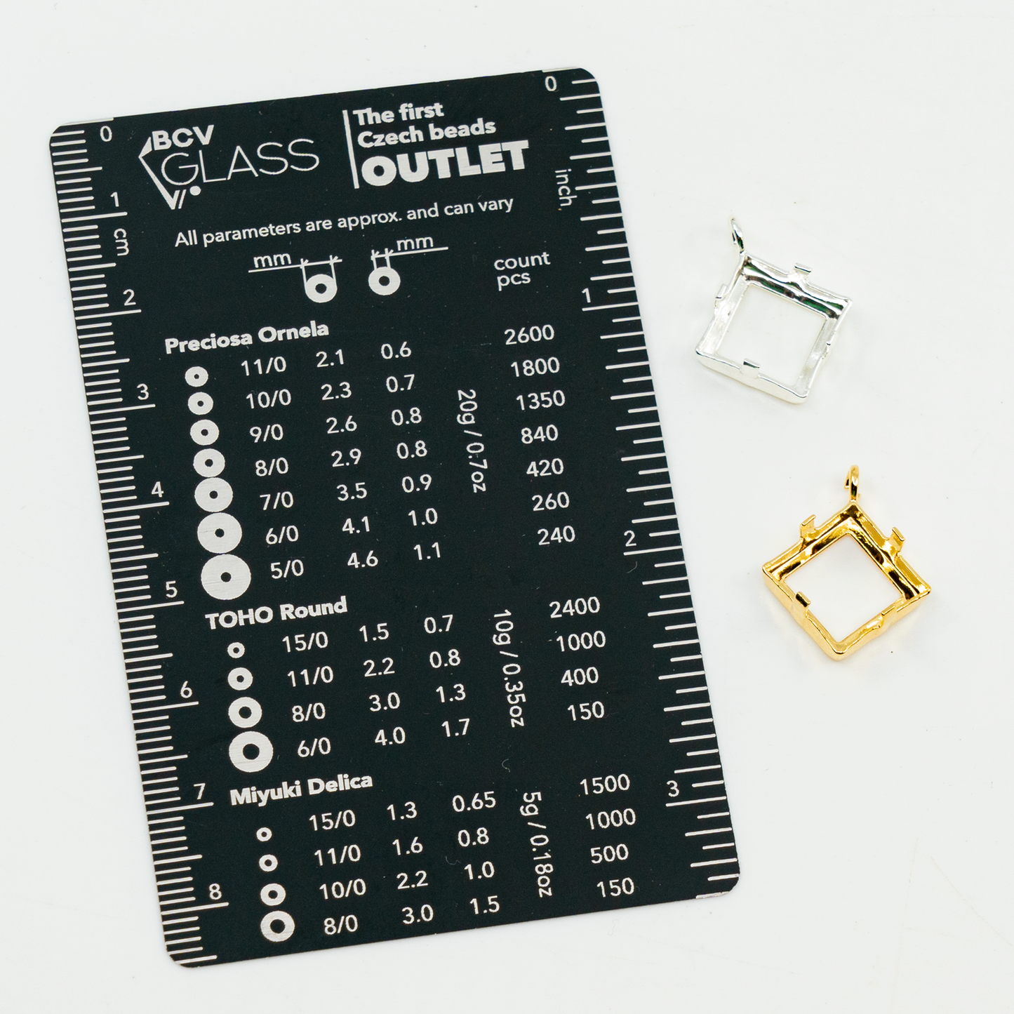 Square Metal Settings with Prongs for Stone Glass Crystals with Pendant Loop - Different colors and Sizes