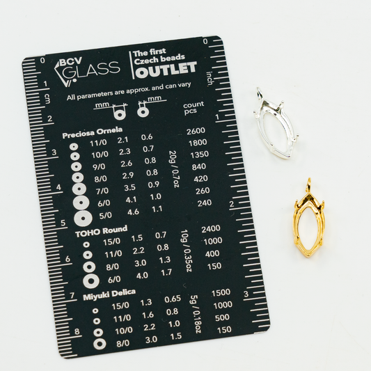 Navette Metal Settings with Prongs for Stone Glass Crystals with Pendant Loop - Different colors and Sizes