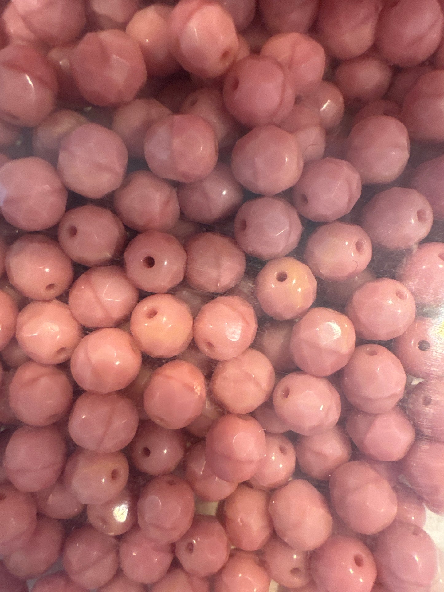 OUTLET 250g Round Faceted Fire Polished Beads, Opaque Pink (73020), Glass, Czech Republic