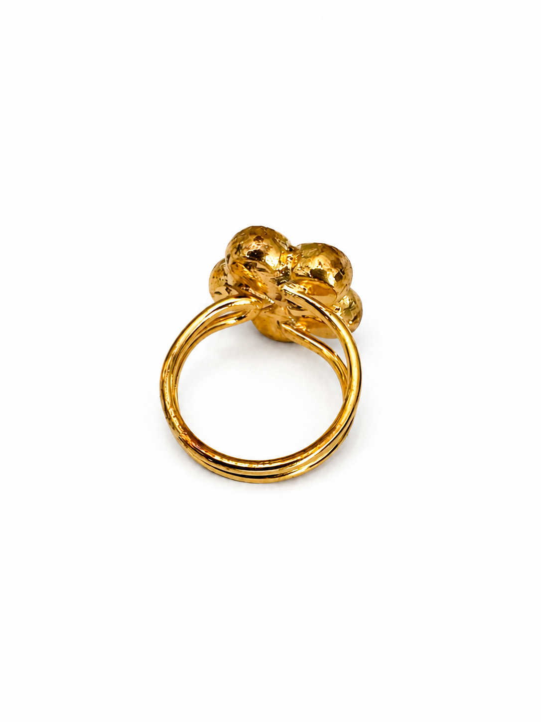 OUTLET ring with Czech glass bead - table cut flower 17mm adjustable gold