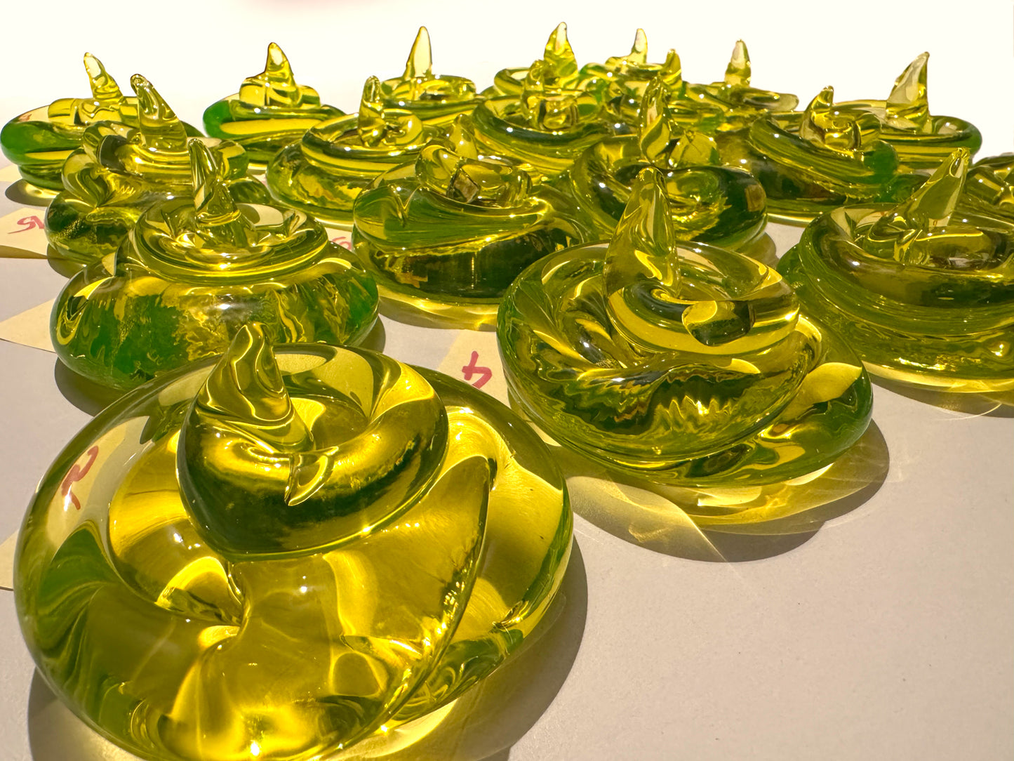 Uranium Glass Medium Poop – Handmade UV-Reactive Art Figurines, Czech Republic