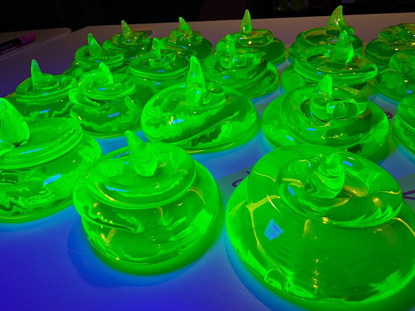 Uranium Glass Medium Poop – Handmade UV-Reactive Art Figurines, Czech Republic