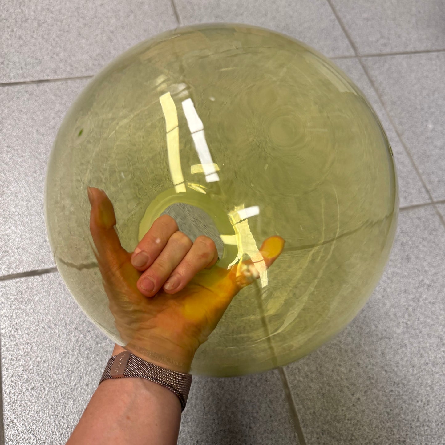 Uranium Glass Tableware (Glow under UV) - 20 cm Bubble Sphere (the last pieces), Czech Republic OUTLET