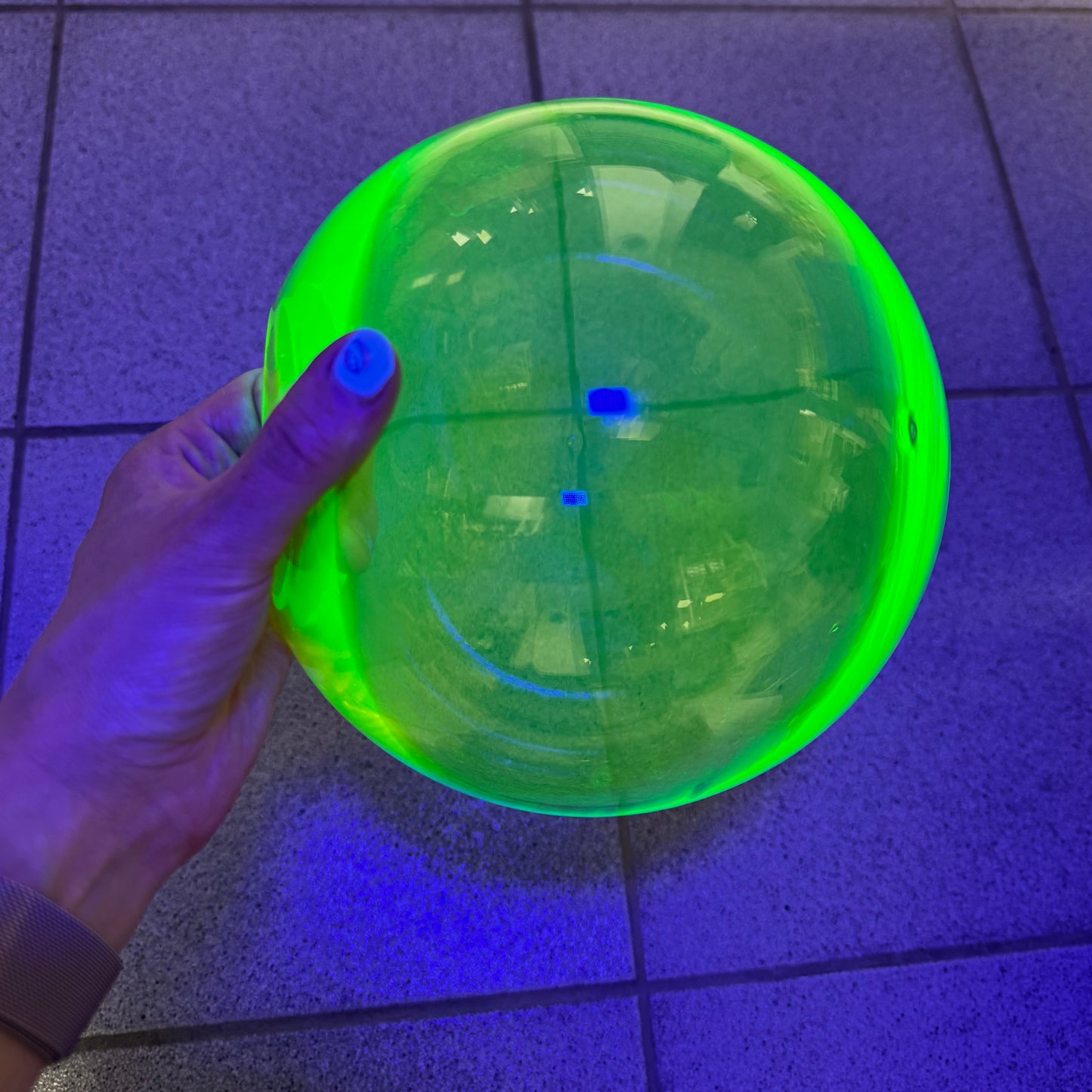 Uranium Glass Tableware (Glow under UV) - 20 cm Bubble Sphere (the last pieces), Czech Republic OUTLET