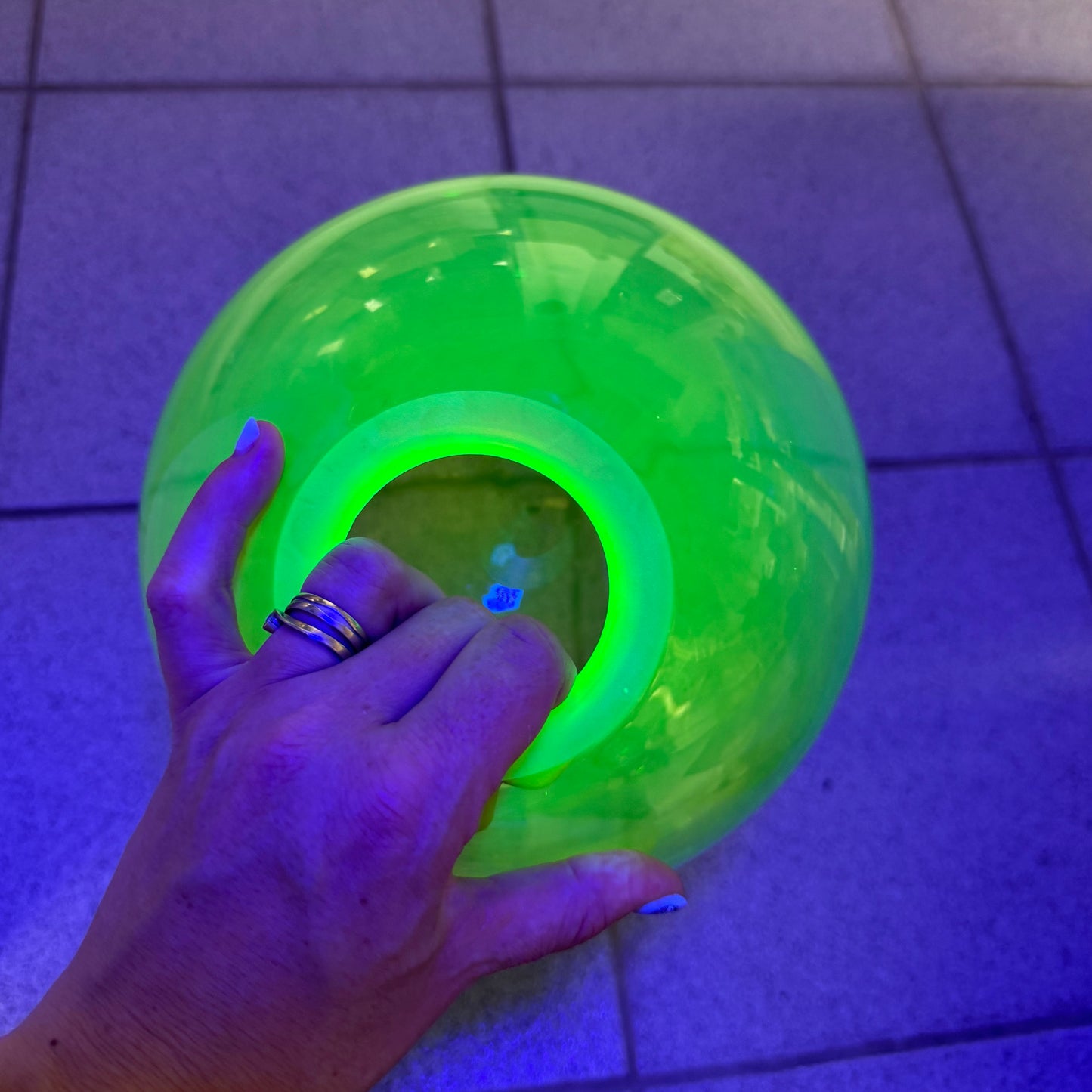 Uranium Glass Tableware (Glow under UV) - 20 cm Bubble Sphere (the last pieces), Czech Republic OUTLET