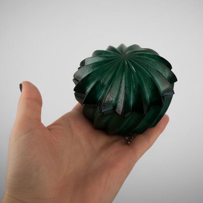 Malachite Glass Tableware - Jewelry Box / Bowl with Lid - Twisted Fire, Czech Republic