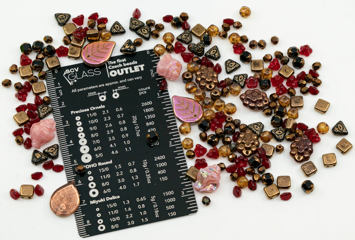 捷克玻璃珠的限量混合桌面切割、哑光和光面、刻面火焰抛光剂、手工制作套件、灰色珊瑚熔岩