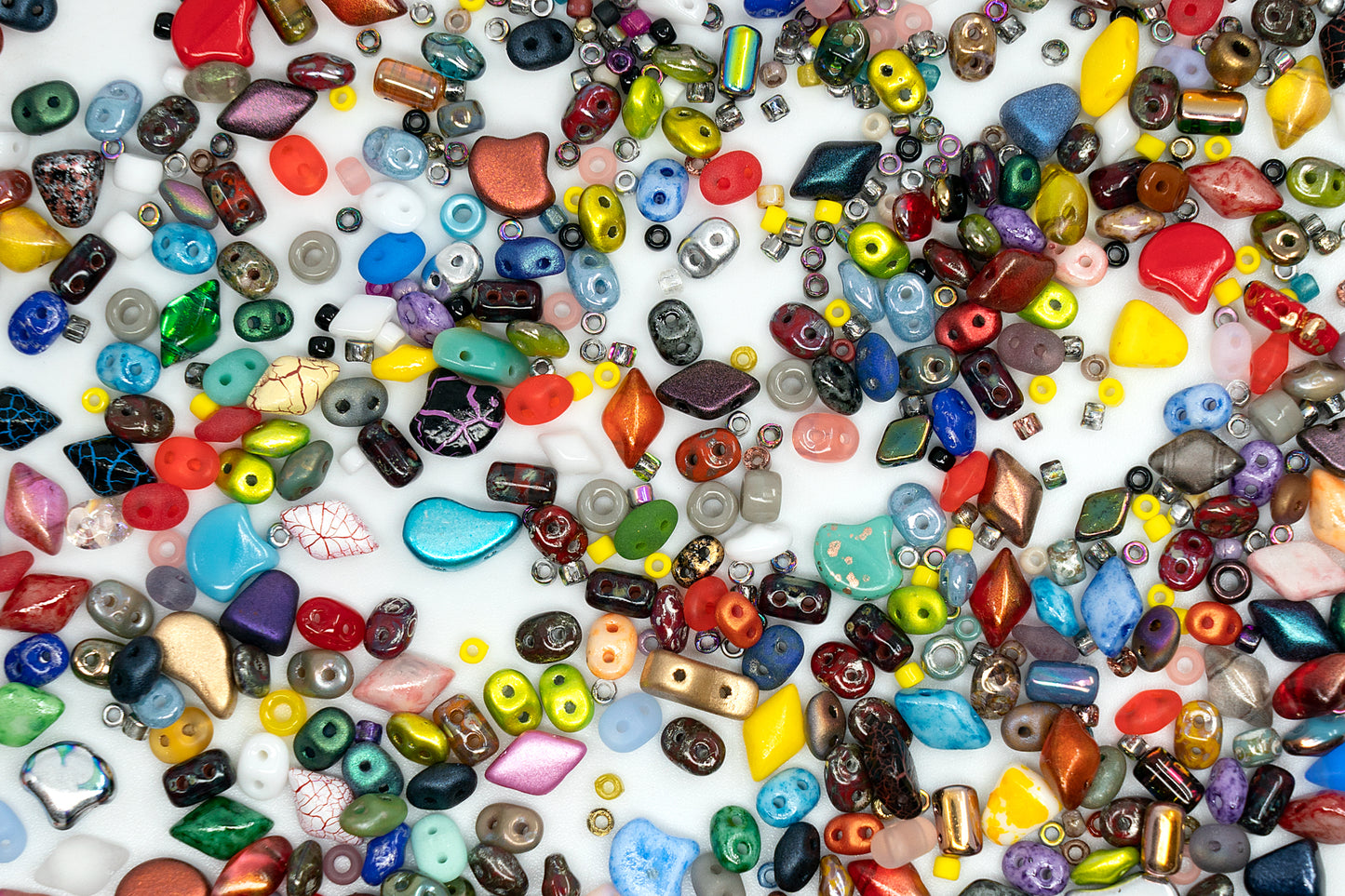 all MATUBO Glass Bead MIX (SuperDuo, MiniDuo, Ginko, Rulla, Nib-Bit, Paisley), 0.5-1cm bead mix,mixed colors