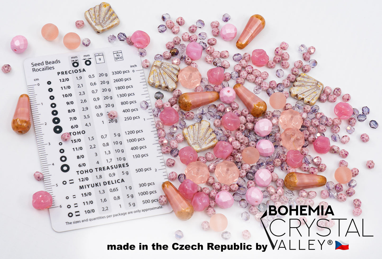 Mix of Unique Czech Bohemia Glass Pressed Beads, Dirty Pink Antique, Table Cut, Matte and Glossy, Faceted Fire Polish, Hand Made Set Kit BCV