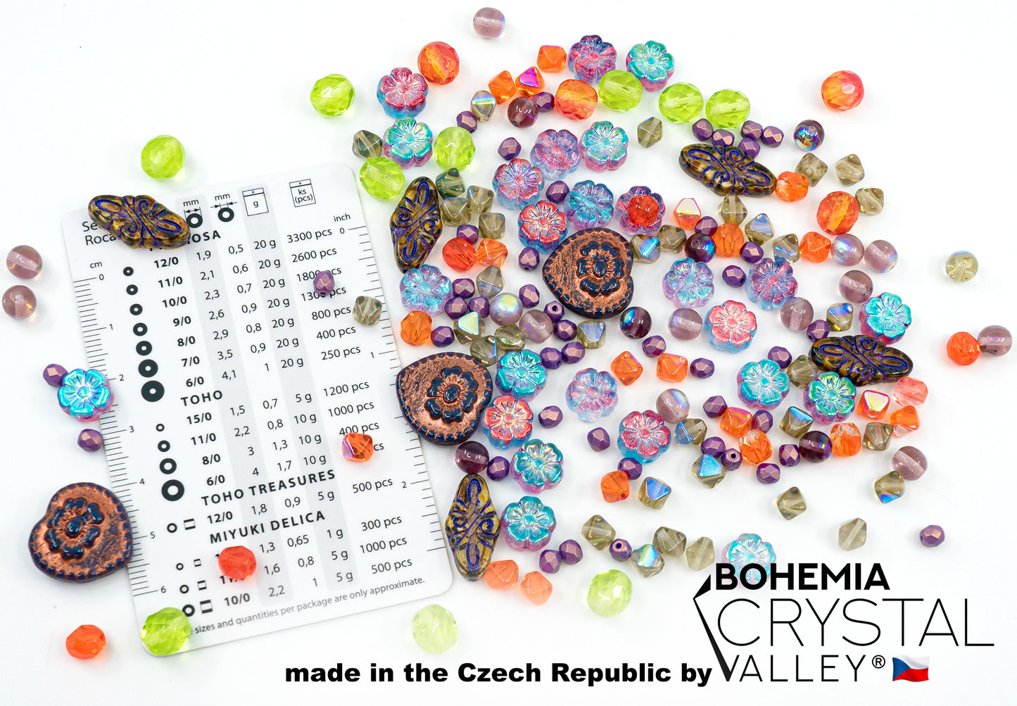 Mischung aus einzigartigen tschechischen Bohemia-Glasperlen, verrücktes lila-grünes Kupfer, Tischschliff, matt und glänzend, facettierte Feuerpolitur, handgefertigtes Set-Kit BCV