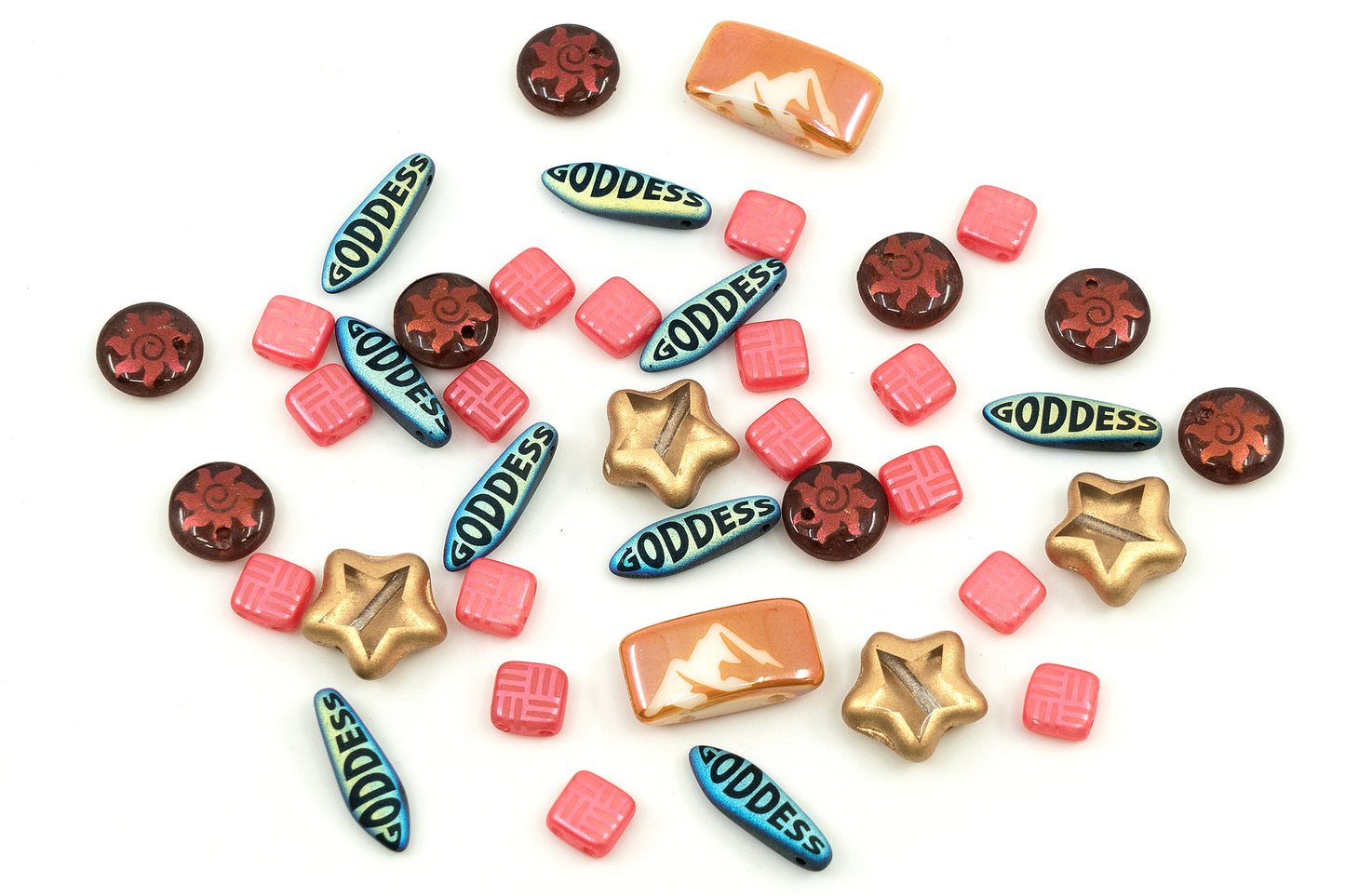 Focal Glass Bead Mix with Ornaments and Special Decore