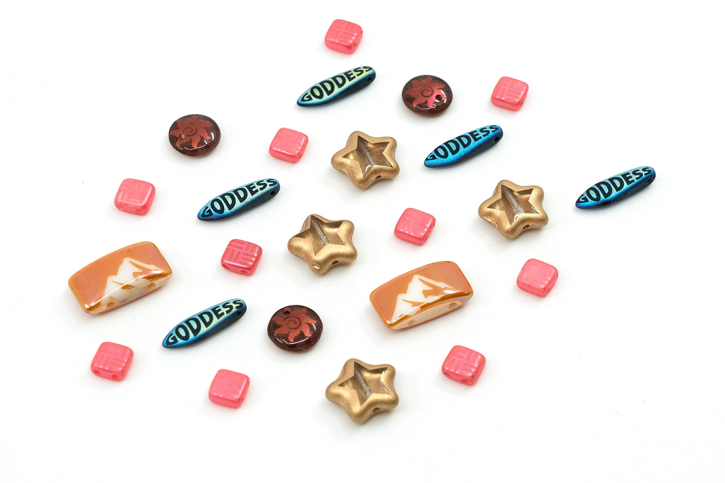 Focal Glass Bead Mix with Ornaments and Special Decore