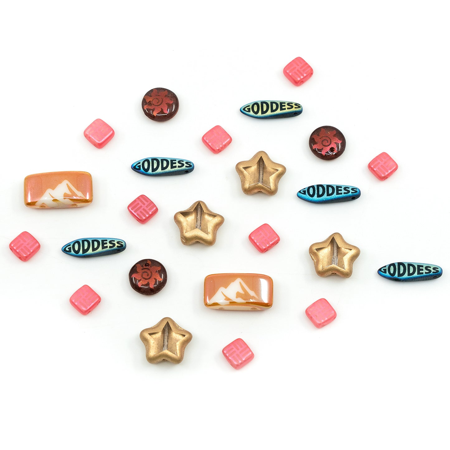 Focal Glass Bead Mix with Ornaments and Special Decore