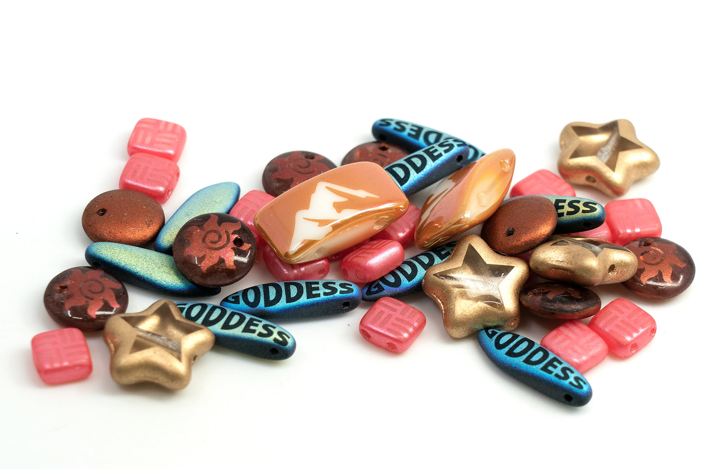 Focal Glass Bead Mix with Ornaments and Special Decore