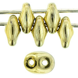 OUTLET 10 克 Matubo SuperDuo 双孔玻璃珠，金色 (26440)，玻璃，捷克共和国