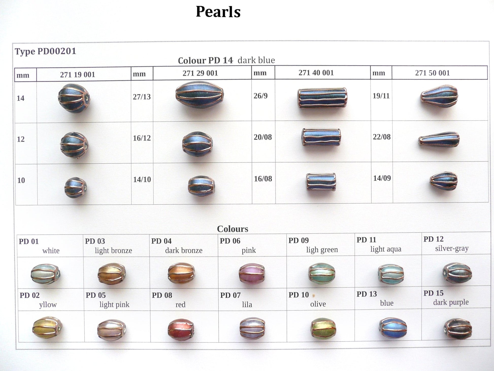 30 pcs Lampwork Beads Pearl Decor PD201 / Oval (271-29-001), Handmade, Preciosa Glass, Czech Republic