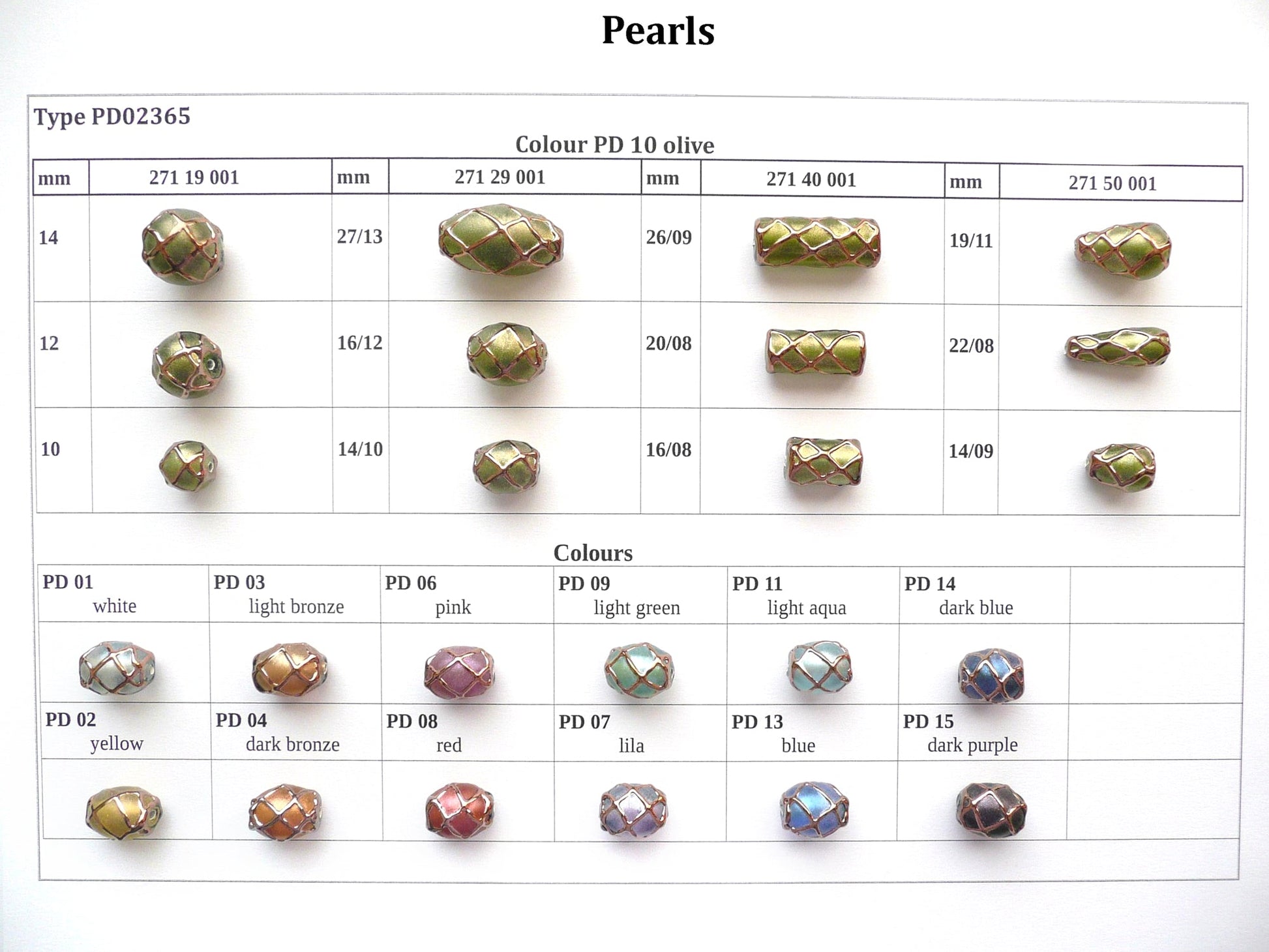 30 pcs Lampwork Beads Pearl Decor PD2365 / Teardrop/Pear (271-50-001), Handmade, Preciosa Glass, Czech Republic