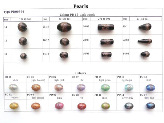 30 pcs Lampwork Beads Pearl Decor PD594 / Cylinder (271-40-001), Handmade, Preciosa Glass, Czech Republic