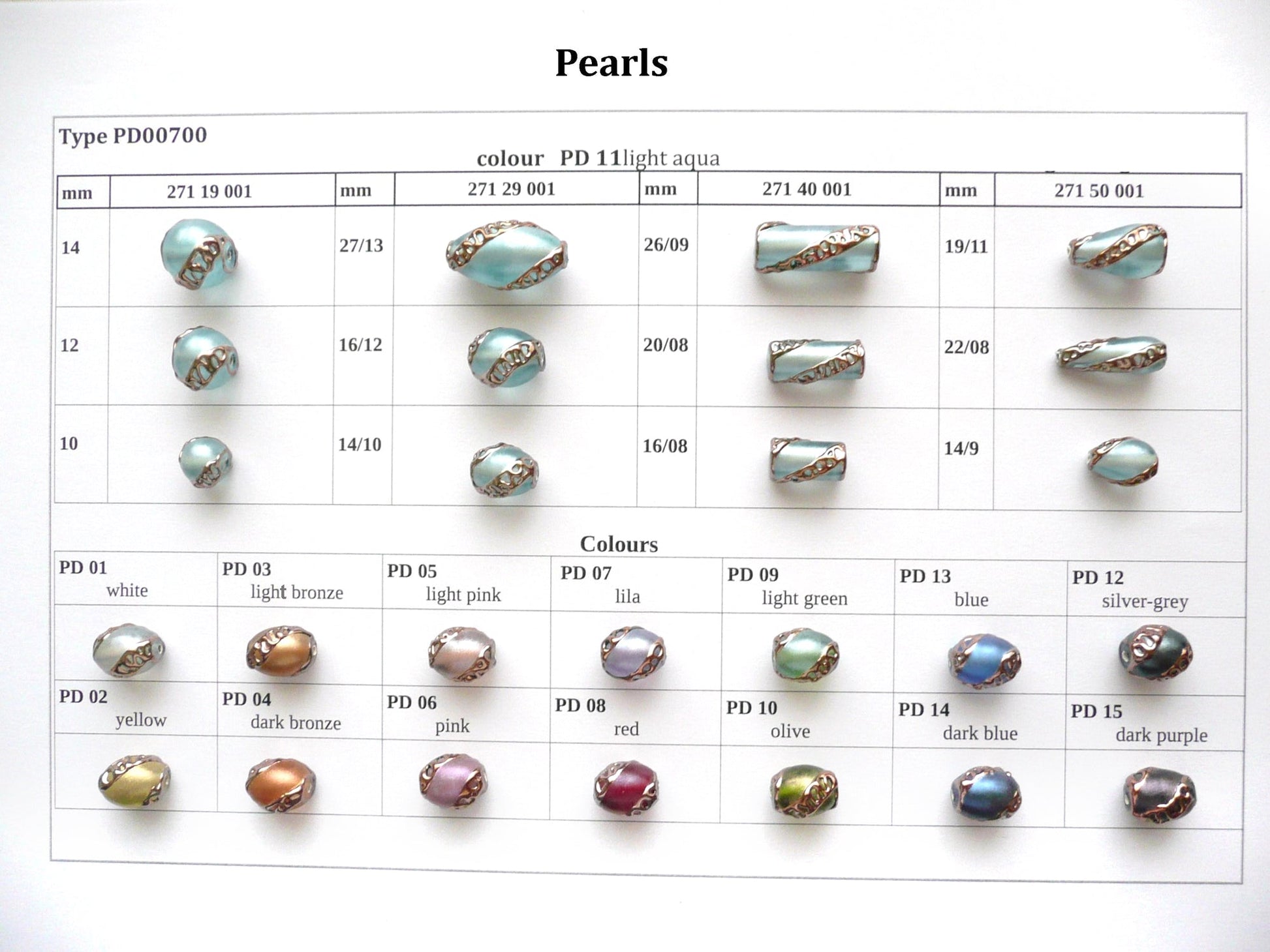 30 pcs Lampwork Beads Pearl Decor PD700 / Oval (271-29-001), Handmade, Preciosa Glass, Czech Republic