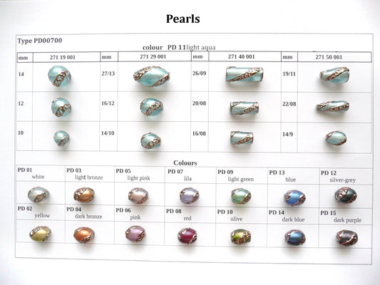 30 pcs Lampwork Beads Pearl Decor PD700 / Oval (271-29-001), Handmade, Preciosa Glass, Czech Republic