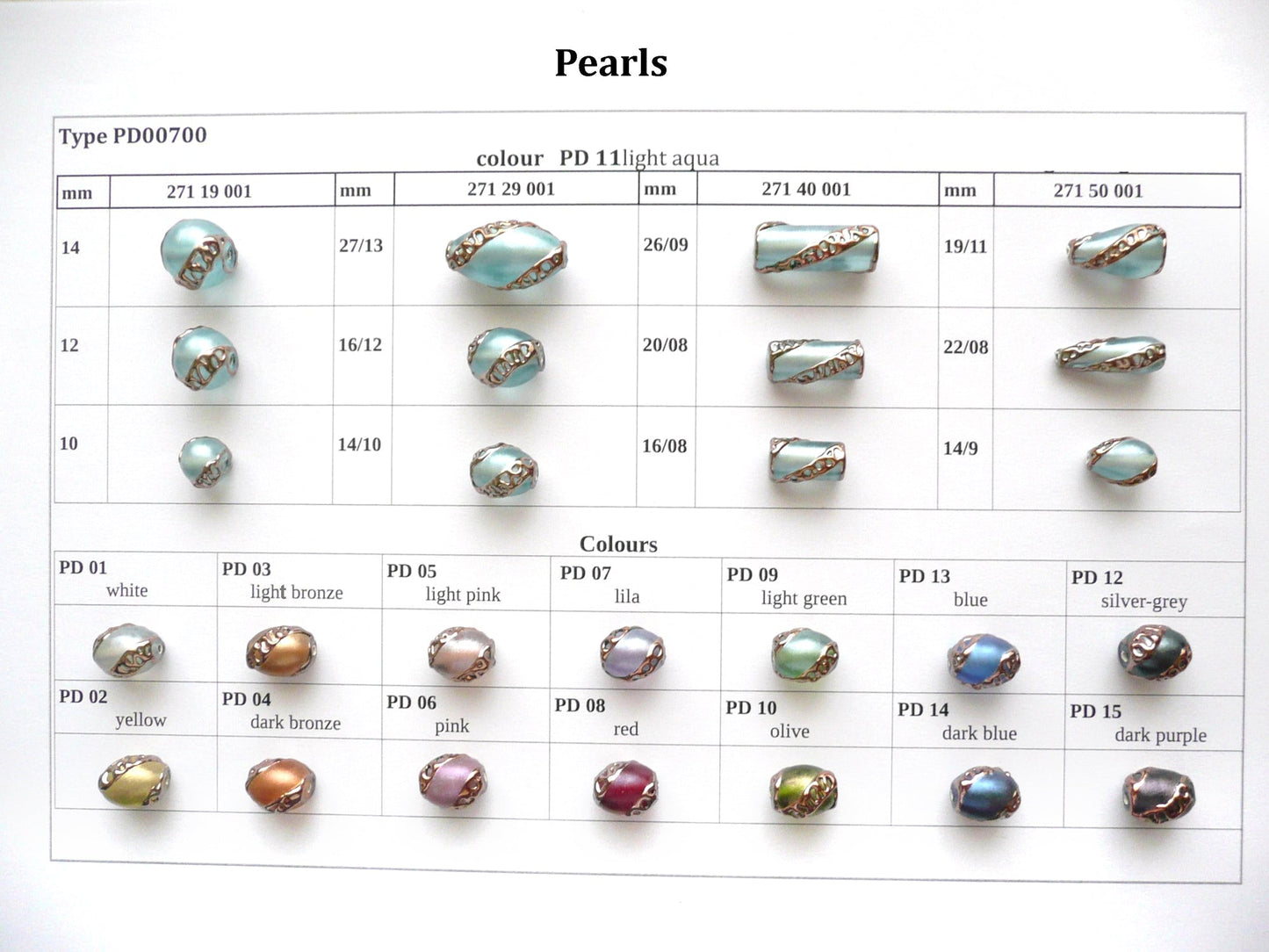 30 pcs Lampwork Beads Pearl Decor PD700 / Teardrop/Pear (271-50-001), Handmade, Preciosa Glass, Czech Republic
