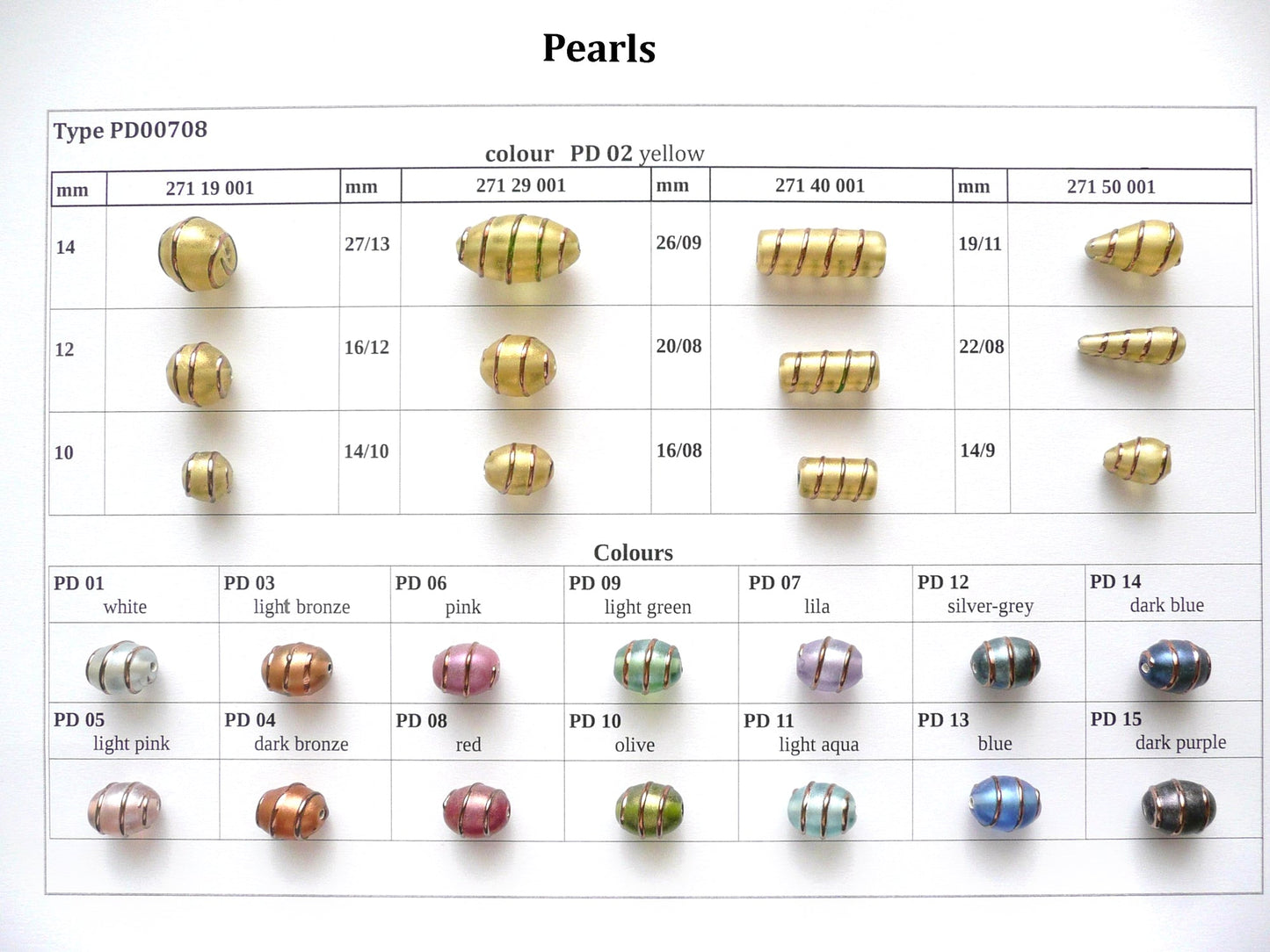 30 pcs Lampwork Beads Pearl Decor PD708 / Oval (271-29-001), Handmade, Preciosa Glass, Czech Republic