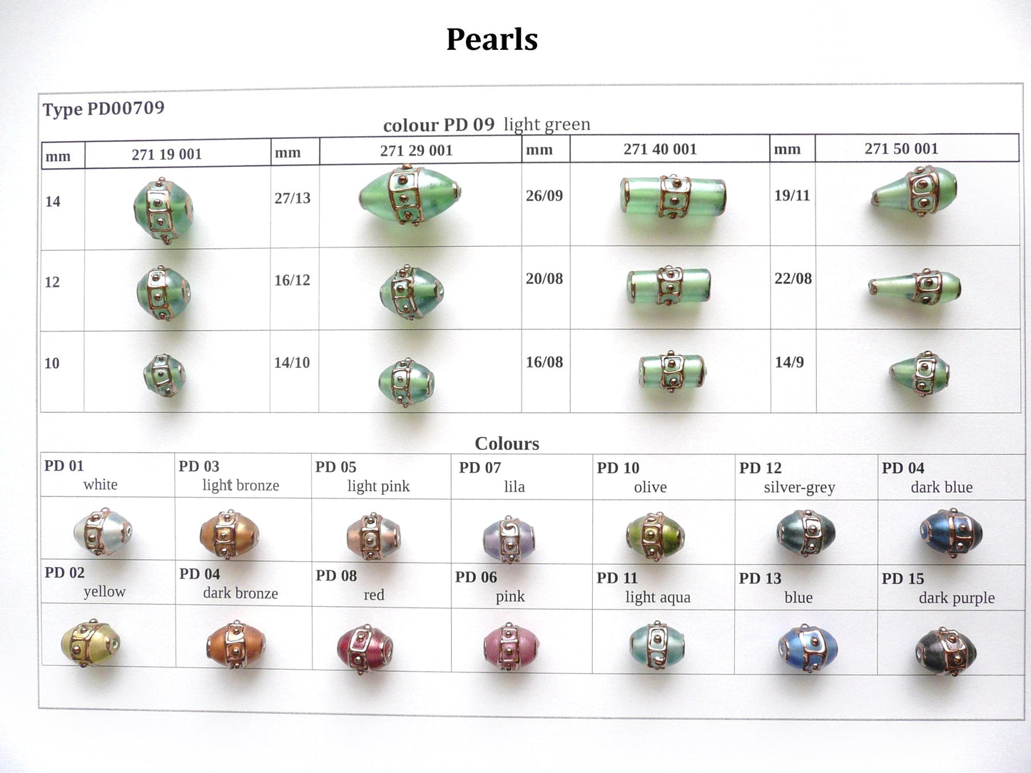 30 pcs Lampwork Beads Pearl Decor PD709 / Oval (271-29-001), Handmade, Preciosa Glass, Czech Republic