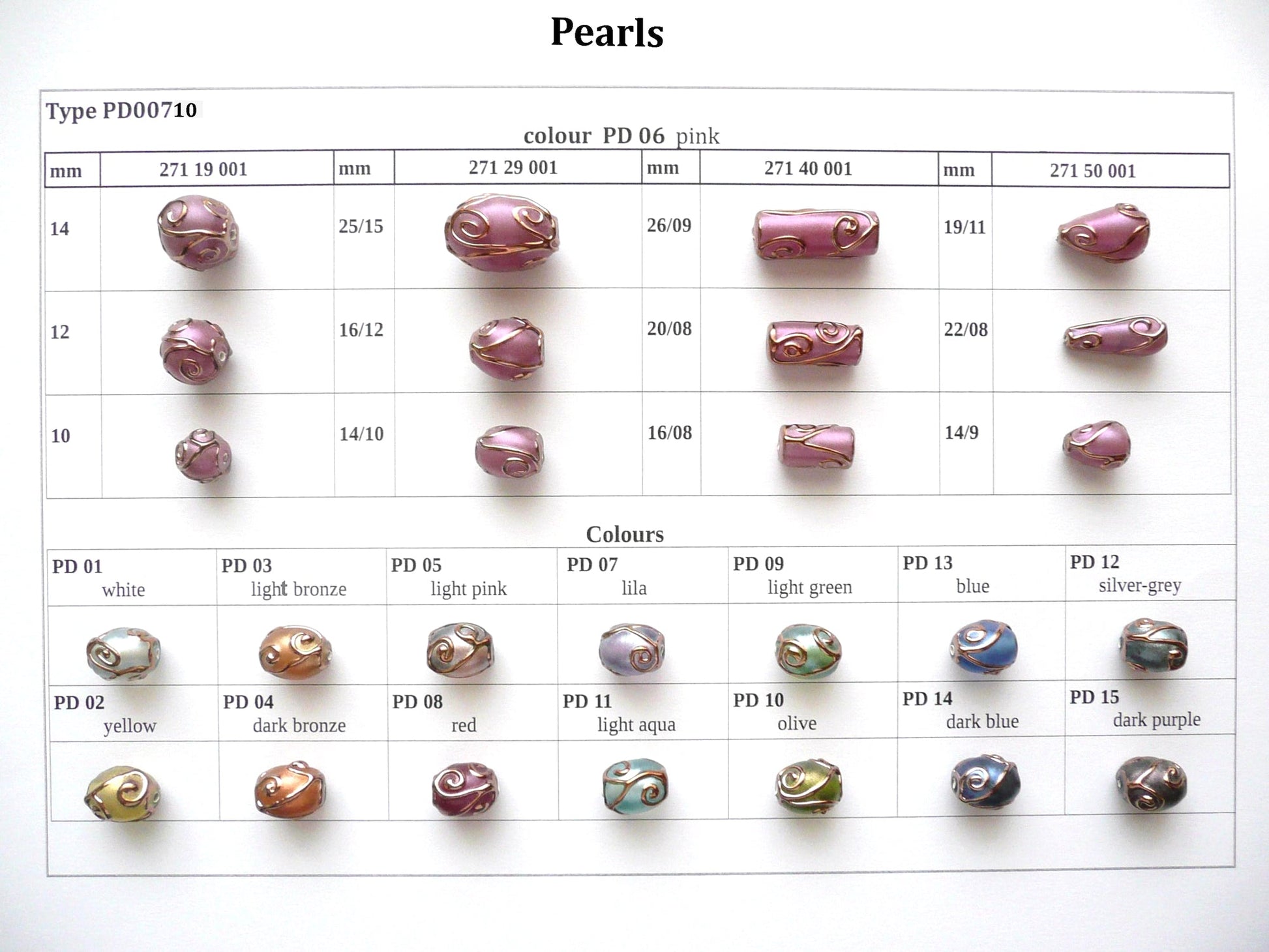 30 pcs Lampwork Beads Pearl Decor PD710 / Teardrop/Pear (271-50-001), Handmade, Preciosa Glass, Czech Republic