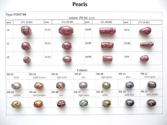 30 pcs Lampwork Beads Pearl Decor PD710 / Teardrop/Pear (271-50-001), Handmade, Preciosa Glass, Czech Republic