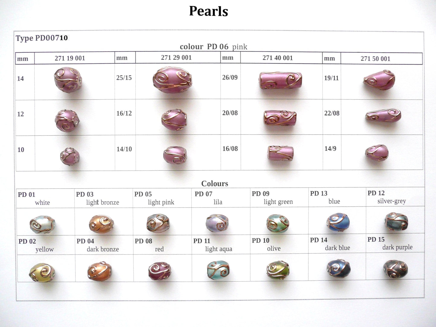 30 pcs Lampwork Beads Pearl Decor PD710 / Oval (271-29-001), Handmade, Preciosa Glass, Czech Republic