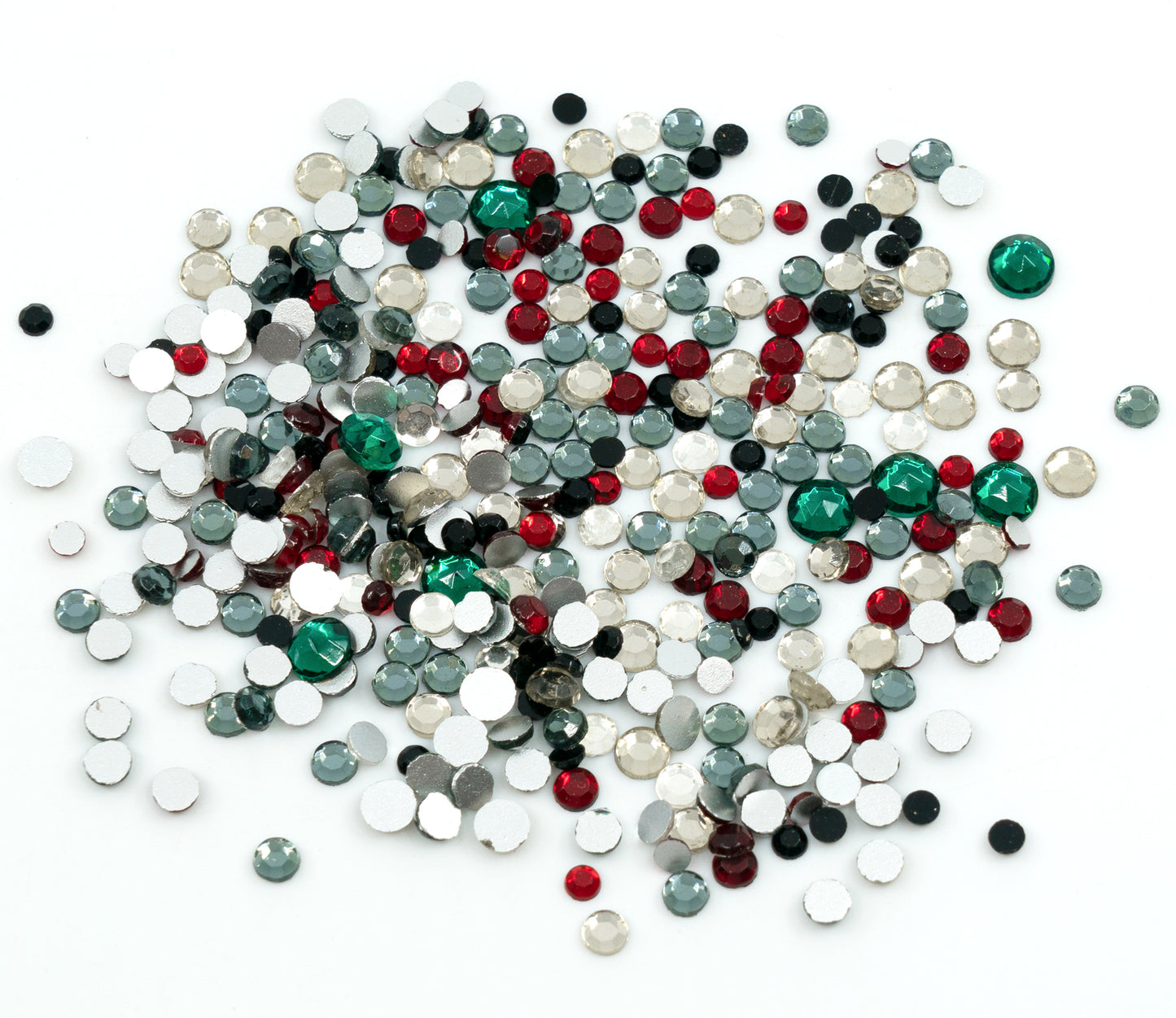 小平背玻璃莱茵石晶体的惊喜组合，约 100 克3-6mm (SS12-SS28) 用于珠宝和指甲设计