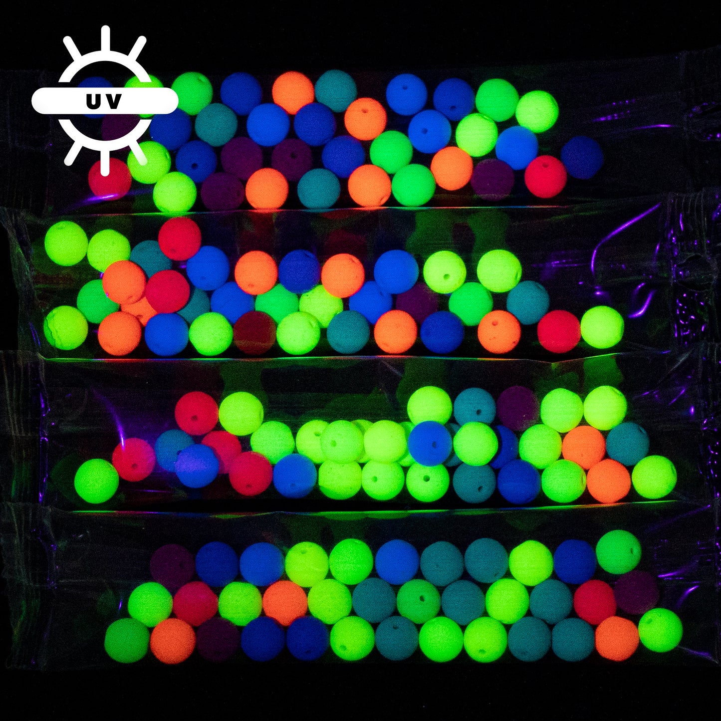 OUTLET 10 克圆形 Druck 珠子，6 x 6 毫米，霓虹混合色（霓虹混合色），玻璃，捷克共和国