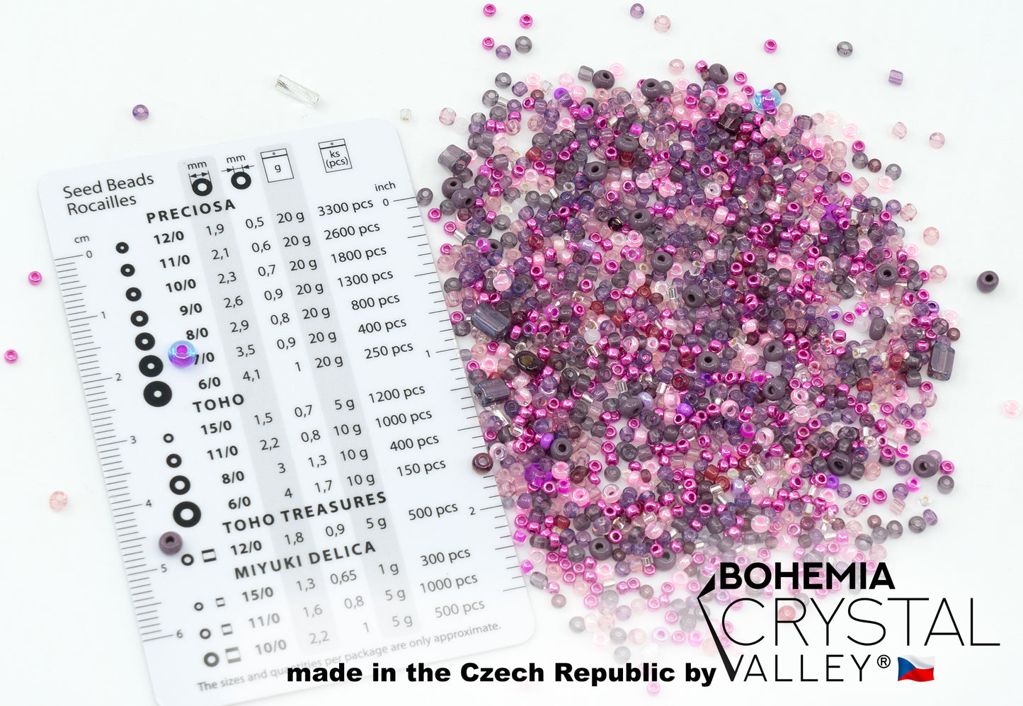 小 Rocailles，种子珠和号角 2-10 毫米 Preciosa Ornela 捷克玻璃珠（20 克），紫色 Rocailles 混合物
