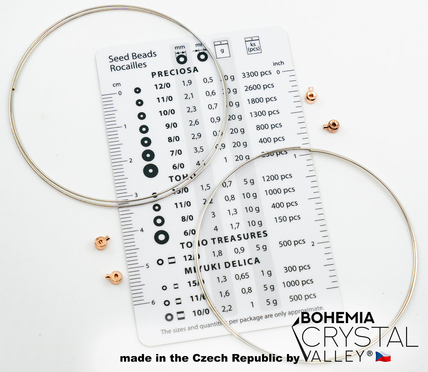 Bracelet making kit with Czech Glass Beads, 2pc Memory wire and crimps for beginners - easy & fast to do (Brown Coffee)