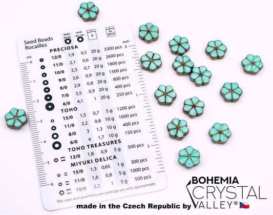 OUTLET 10 grams Table Cut Garland Flower Beads, 10 x 10 mm, Opal Green Bronze (52020-14415), Glass, Czech Republic
