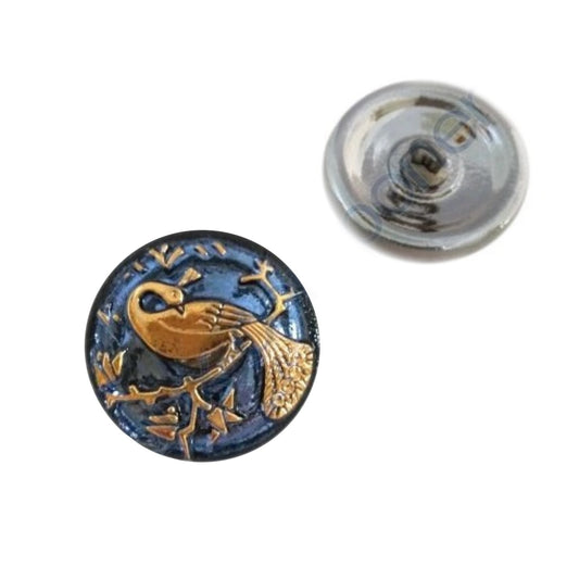 OUTLET 1 pcs Hand Painted Glass Buttons with ornament, size 10 (22.5 mm), Glass, Czech Republic