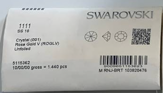 OUTLET Swarovski Sealed Envelope, 1111 SS18 Crystal Rose Gold V unfoiled - 1440 pcs