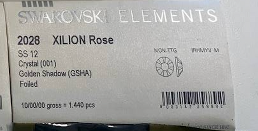 OUTLET Swarovski Sealed Envelope, XILION Rose 2028 SS 12 Crystal Golden Shadow foiled - 1440 pcs
