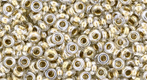 OUTLET 5g TOHO 8/0 Demi Round Spacer Seed Beads, Crystal Gold Lined (-989), Glass, JAPAN