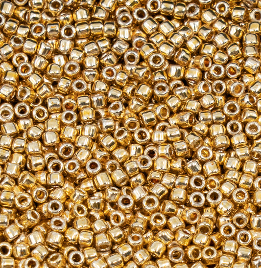 TOHO seed beads Japan rocailles, #PF557 Gold Permanent Finish Starlight